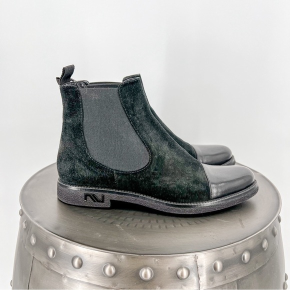 Black Nursace Suede Booties - Picture 8 of 9